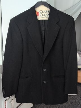 Black Men's Two-Button Blazer Gianfranco Ruffini Cashmere Blend 38 Regular